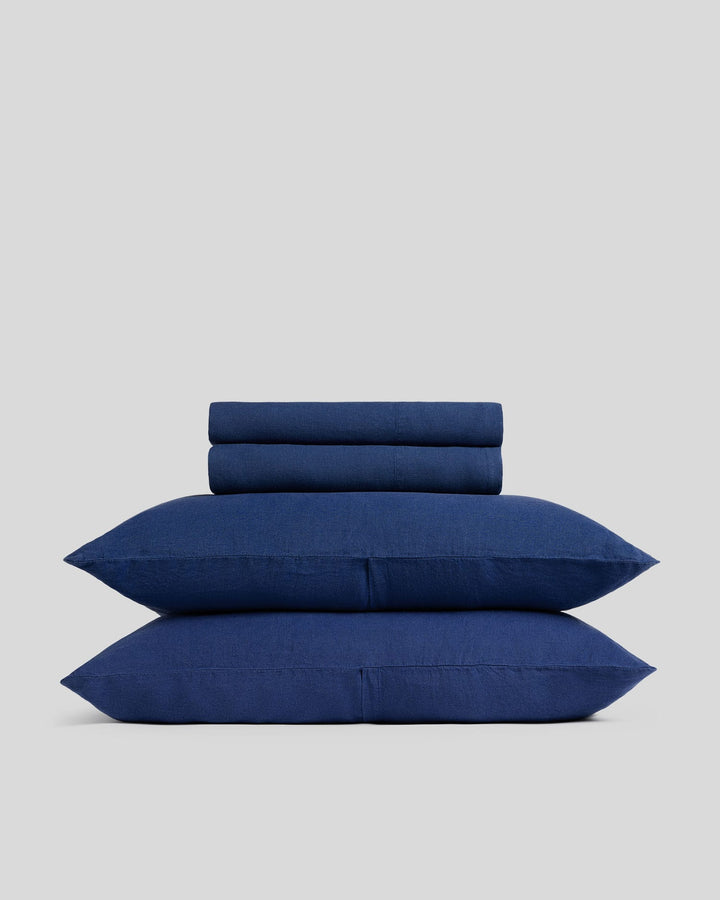 Linen Sheet Set - Cobalt F/Q