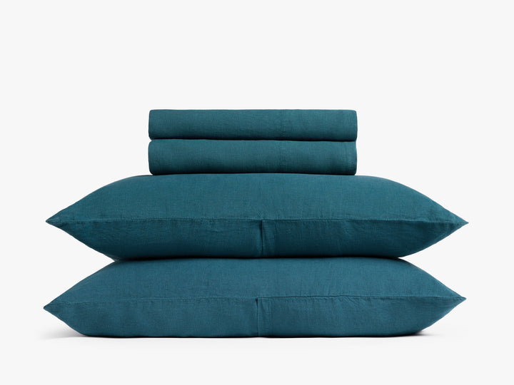 Linen Sheet Set - Peacock F/Q