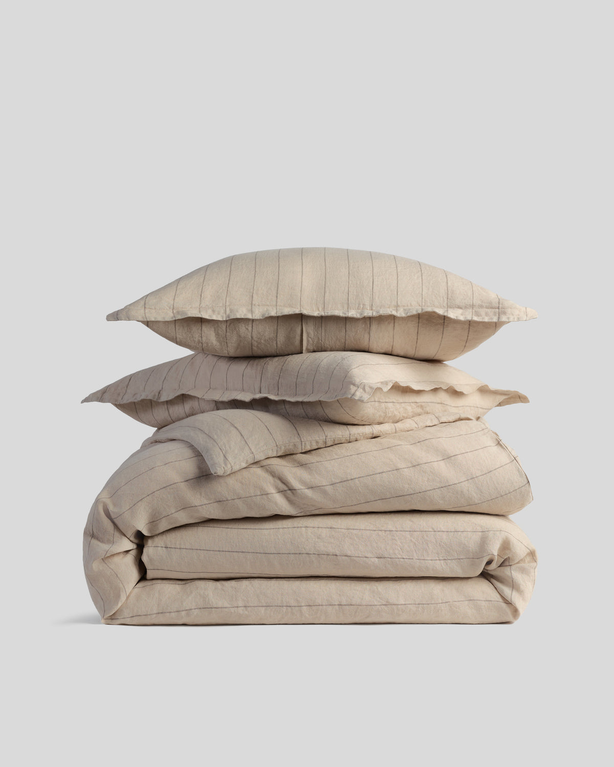Parachute Home Linen Duvet Cover Set - Bone Stripe K/CK at Parachute Home