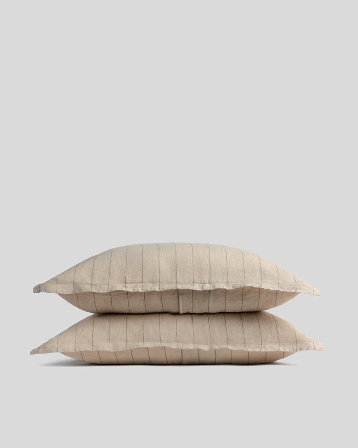 Linen Sham Set (Bone Stripe)