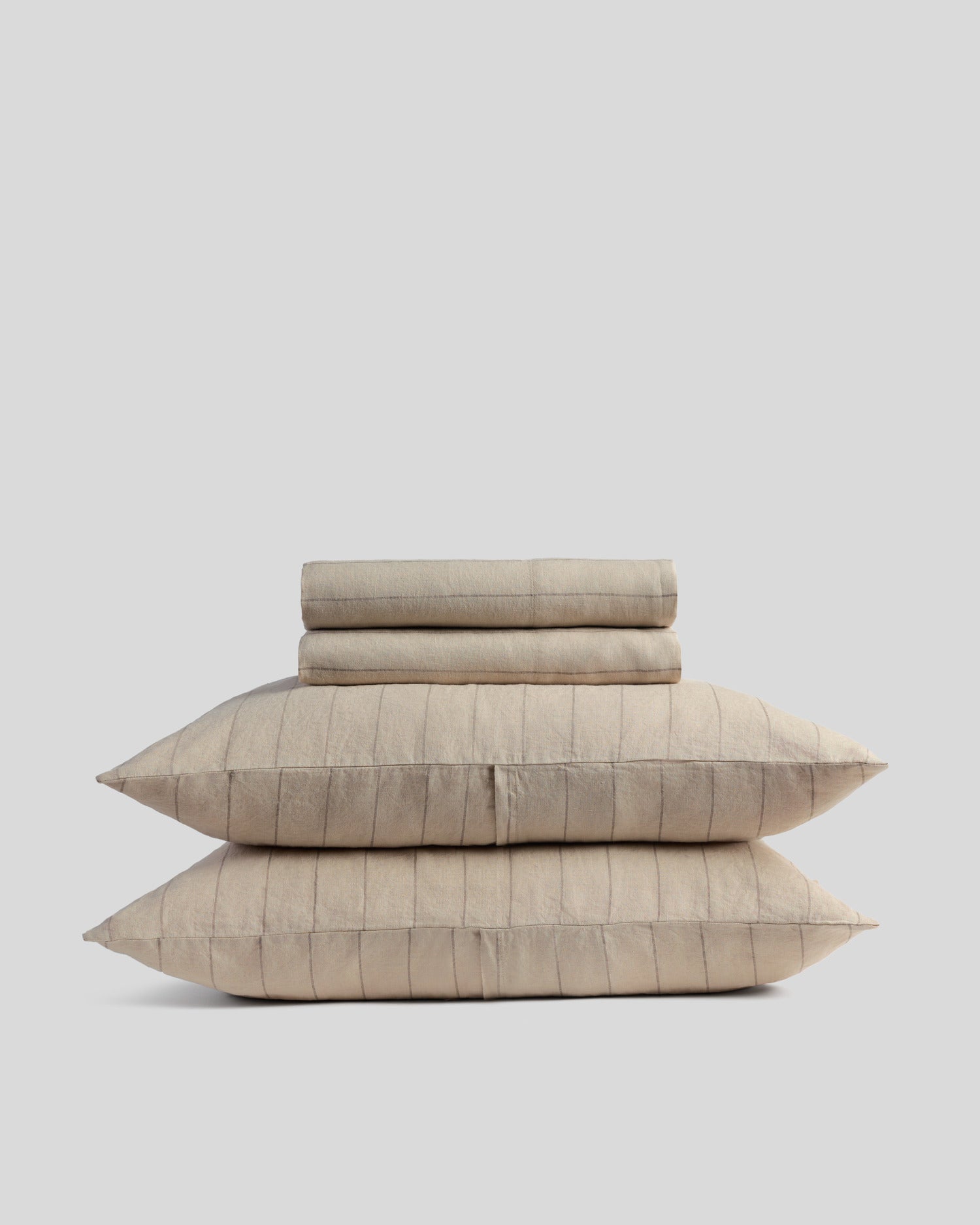 Linen Sheet Set - Bone Stripe F/Q