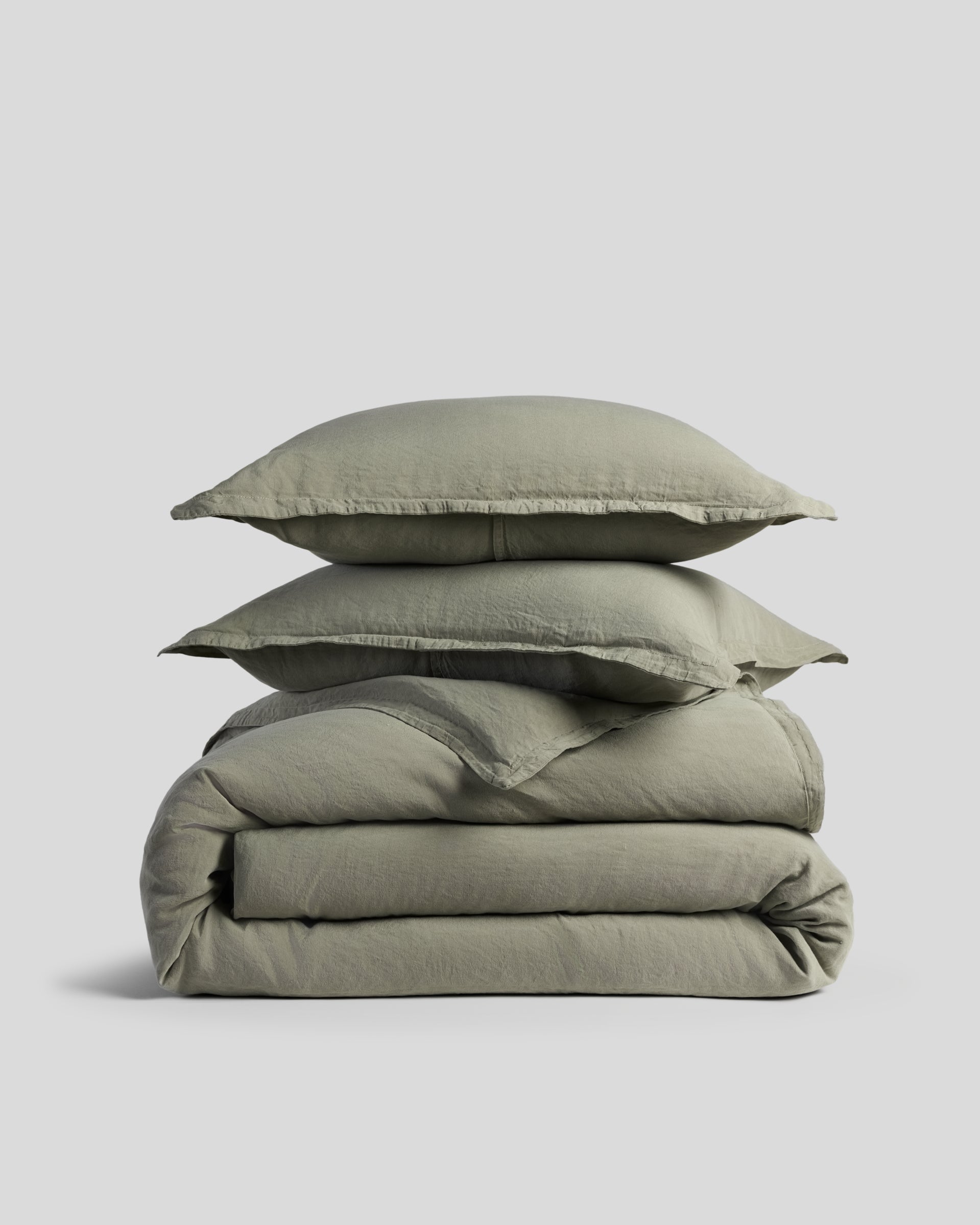 Linen Tencel Duvet Cover Set - Size: King - Color: Moss K/CK