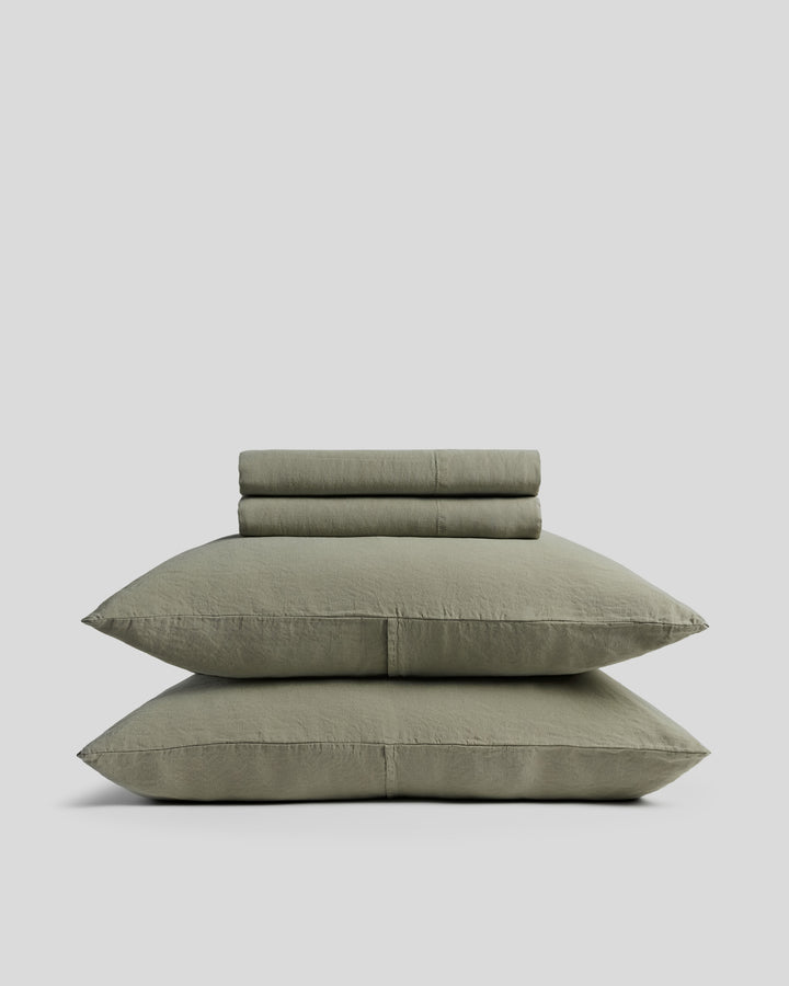 Linen Tencel Sheet Set - Moss F/Q