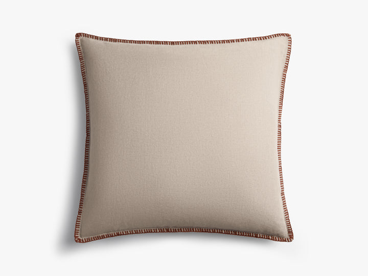 Linen Whip Stitch Pillow Cover (Natural with Brick)