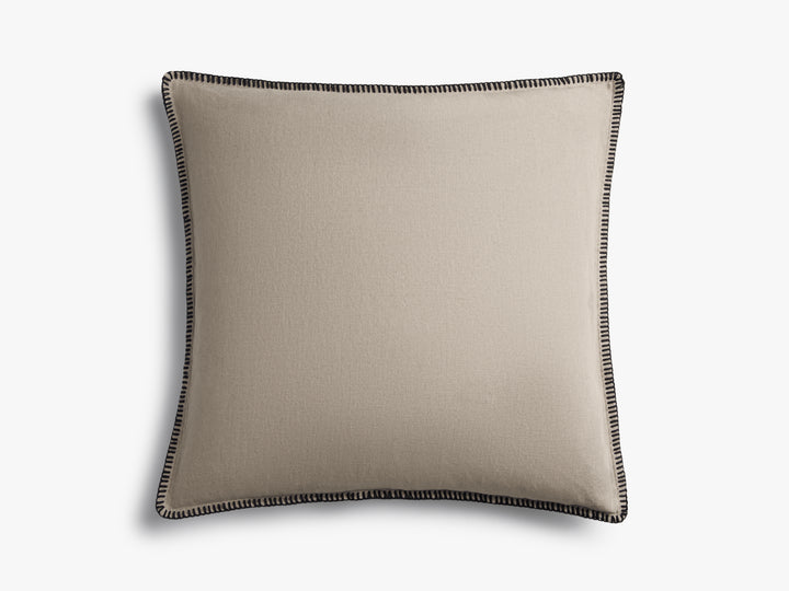 Linen Whip Stitch Pillow Cover (Natural with Soft Black)