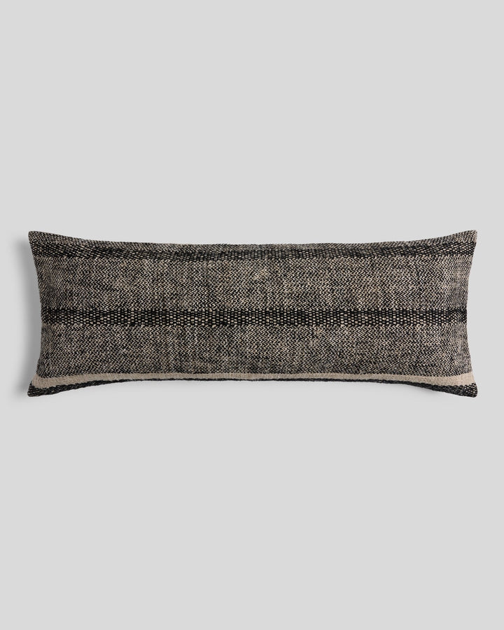 Marfa Stripe Lumbar Pillow Cover (Soft Black and Natural)
