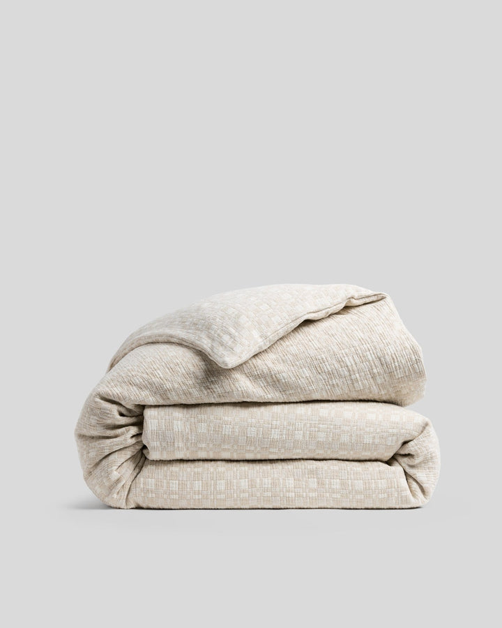 Modern Check Jacquard Duvet Cover (Cream and Bone)