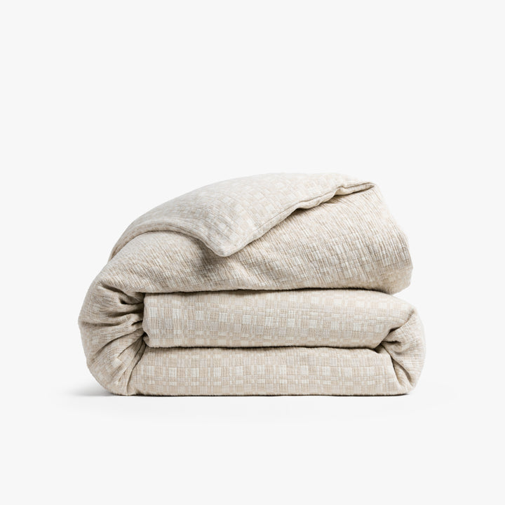 Modern Check Jacquard Duvet Cover (Cream and Bone)