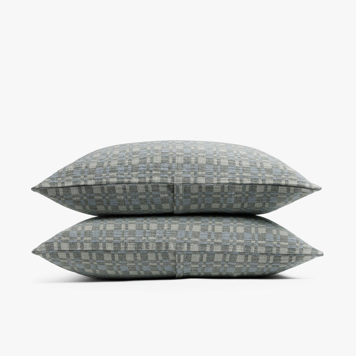 Modern Check Jacquard Sham Set (Dusk and Moss)