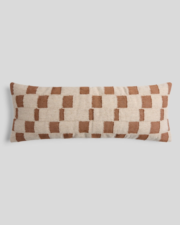 Modern Wool Lumbar Pillow Cover (Natural and Tobacco)