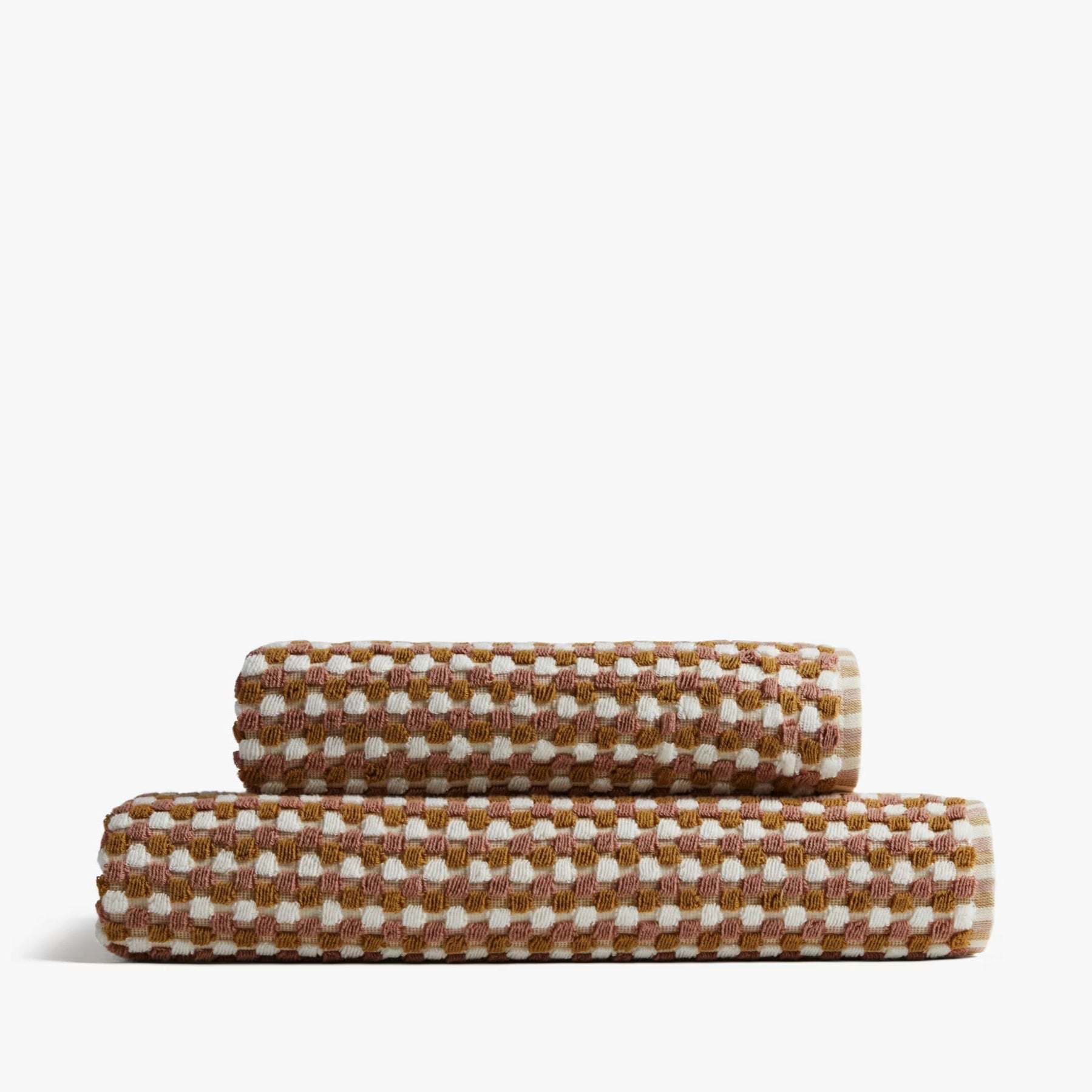 Organic Cotton Mosaic Hand Towels (Ochre and Clay)