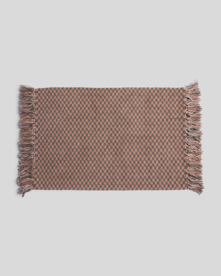 Organic Checkered Bath Rug (Moss and Adobe)