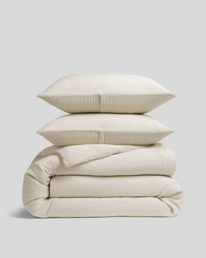 Organic Cloud Cotton Duvet Cover Set (Butter)