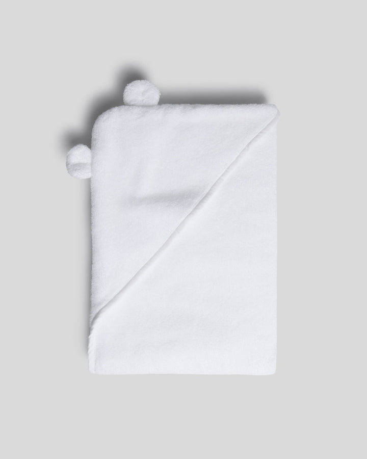Organic Hooded Toddler Towel with Ears (White)