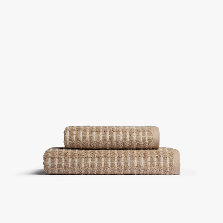 Organic Ladder Stripe Towels (Toast and Natural)
