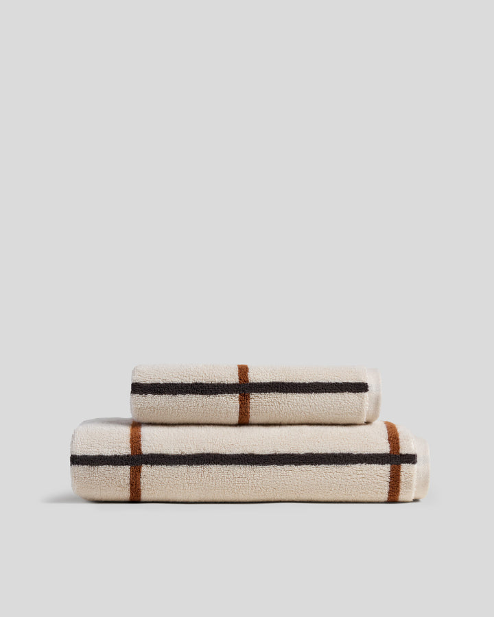Organic Plush Towels (Bone Windowpane)