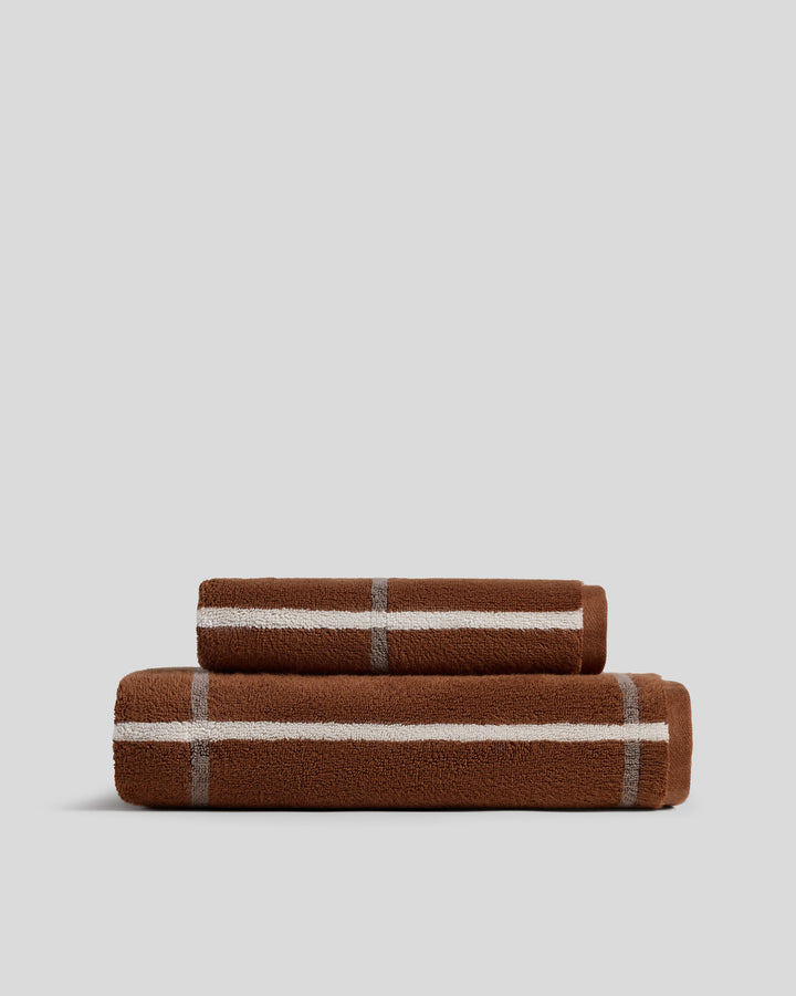 Organic Plush Towels (Tobacco Windowpane)