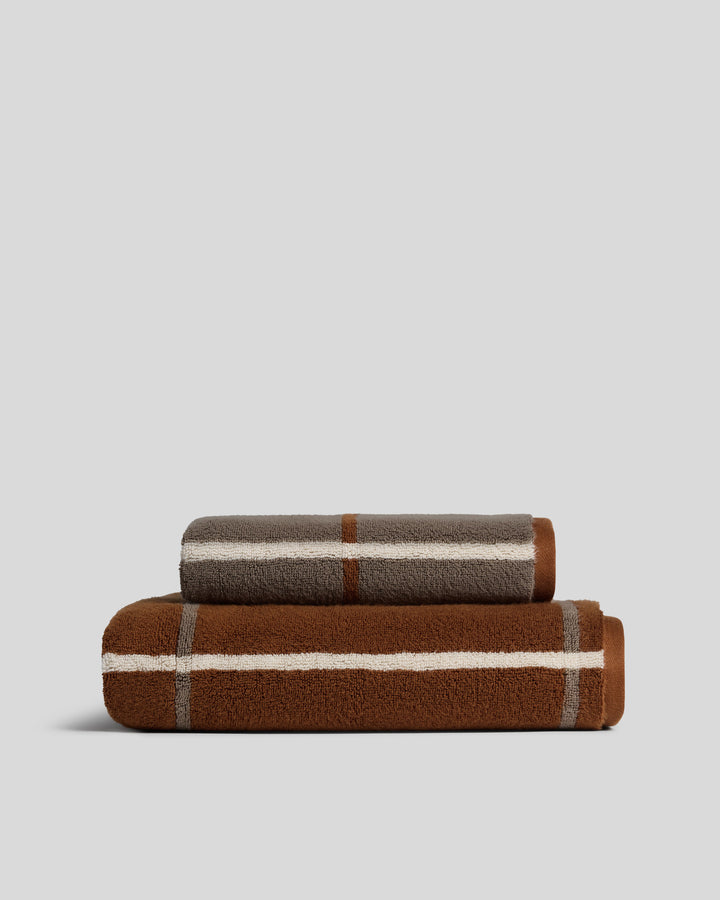 Organic Plush Towels (Tobacco Windowpane)