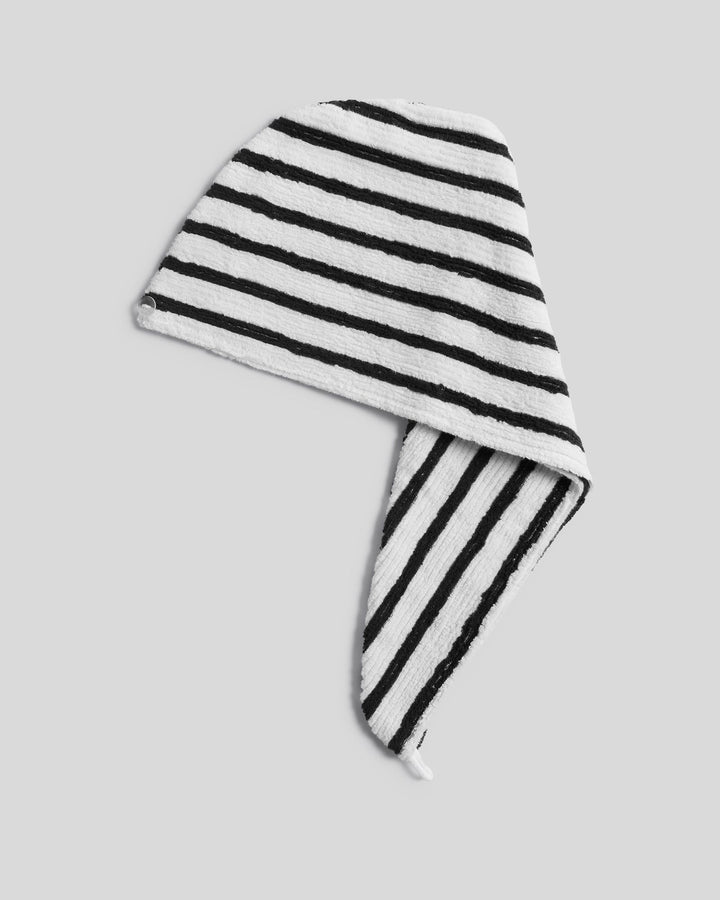 Organic Resort Stripe Hair Wrap (Plaster with Soft Black)