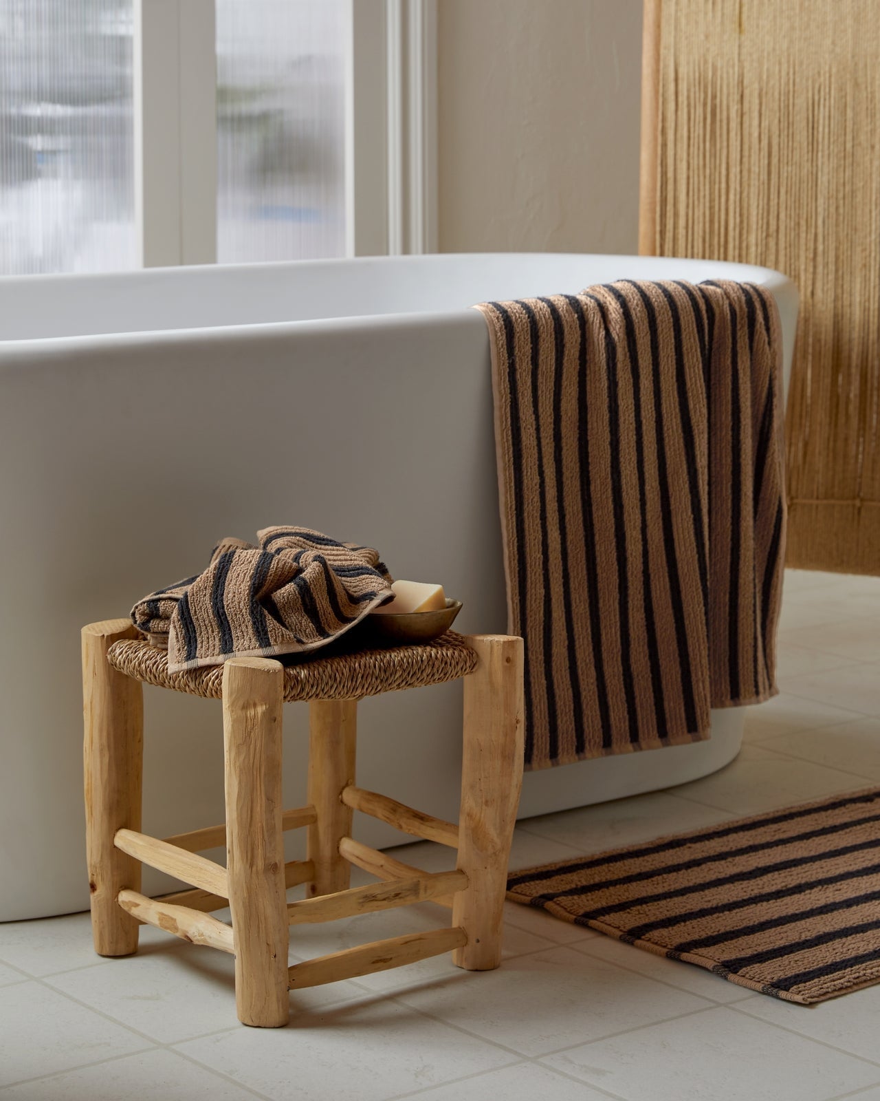 Organic Resort Stripe Towels (Camel with Soft Black) – Parachute Home