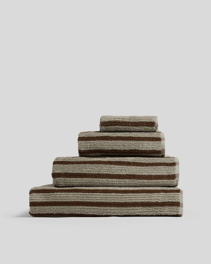 Organic Resort Stripe Towels (Moss with Java)