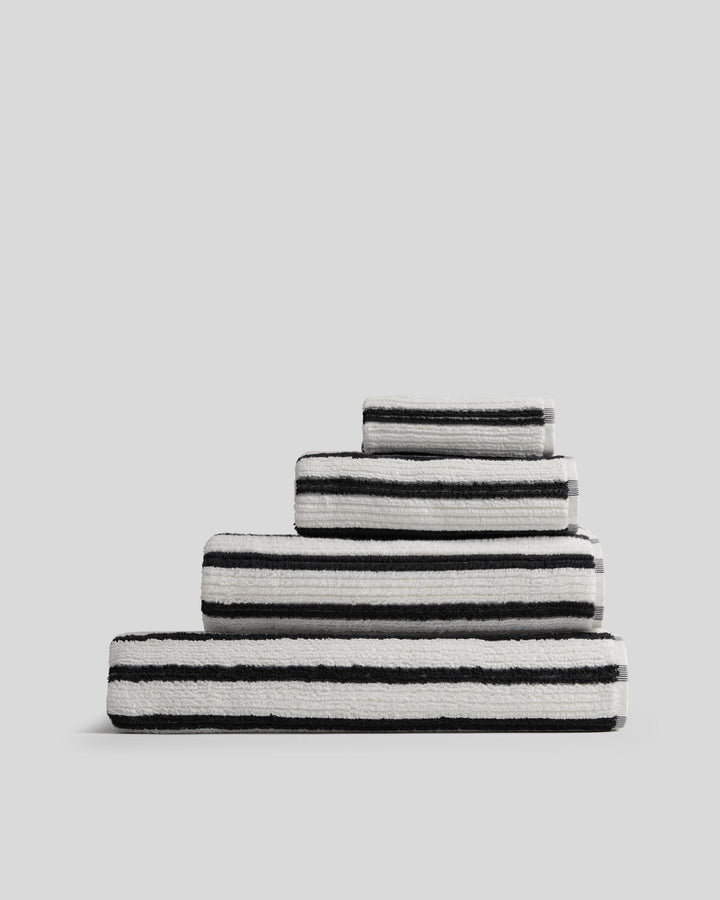 Organic Resort Stripe Towels (Plaster with Soft Black)