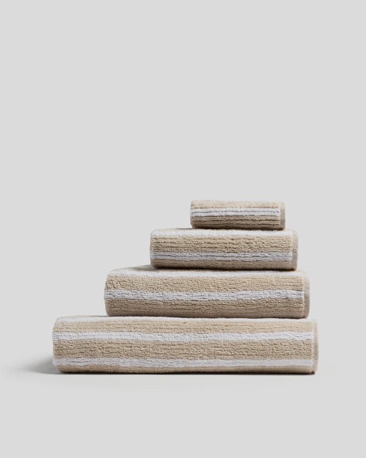 Organic Resort Stripe Towels (Bone with White)