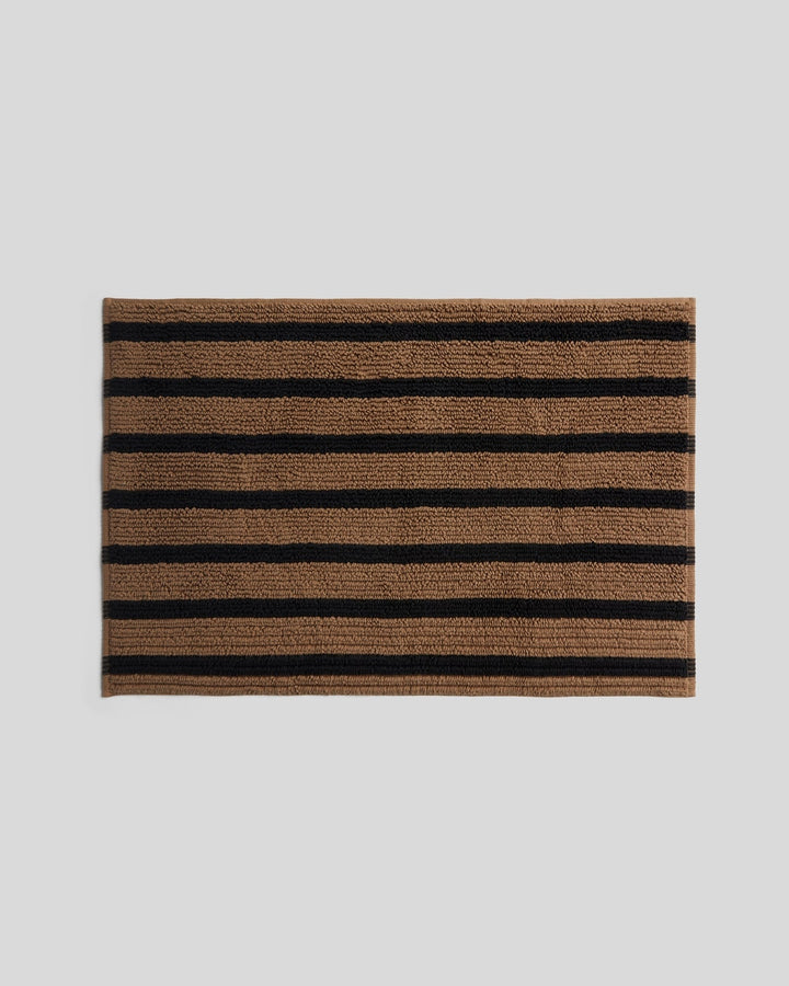 Organic Resort Stripe Tub Mat (Camel with Soft Black)
