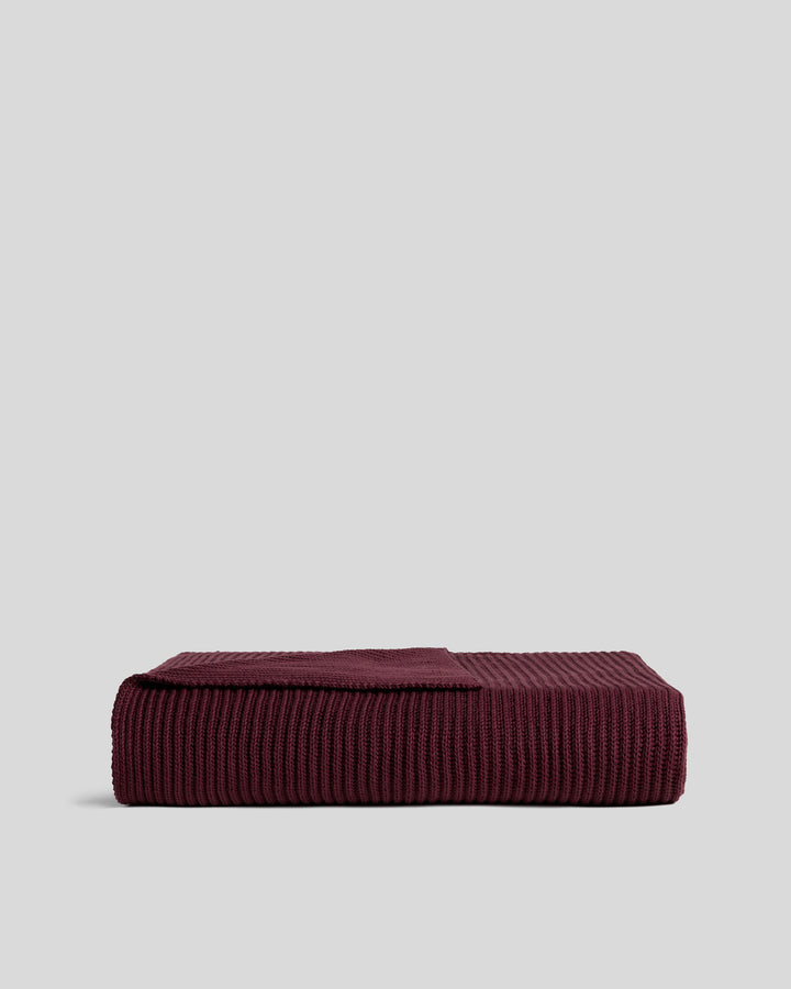 Organic Rib Knit Throw (Garnet)