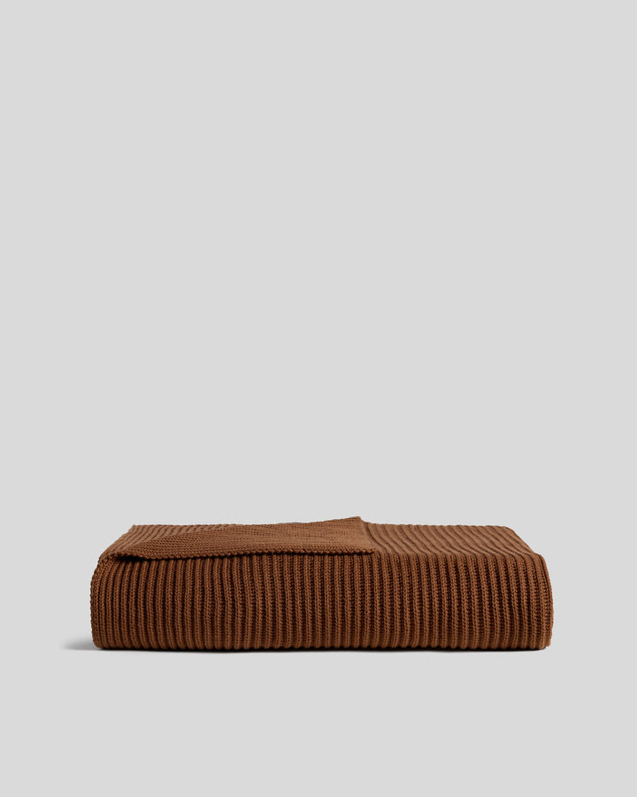 Organic Rib Knit Throw (Tobacco)