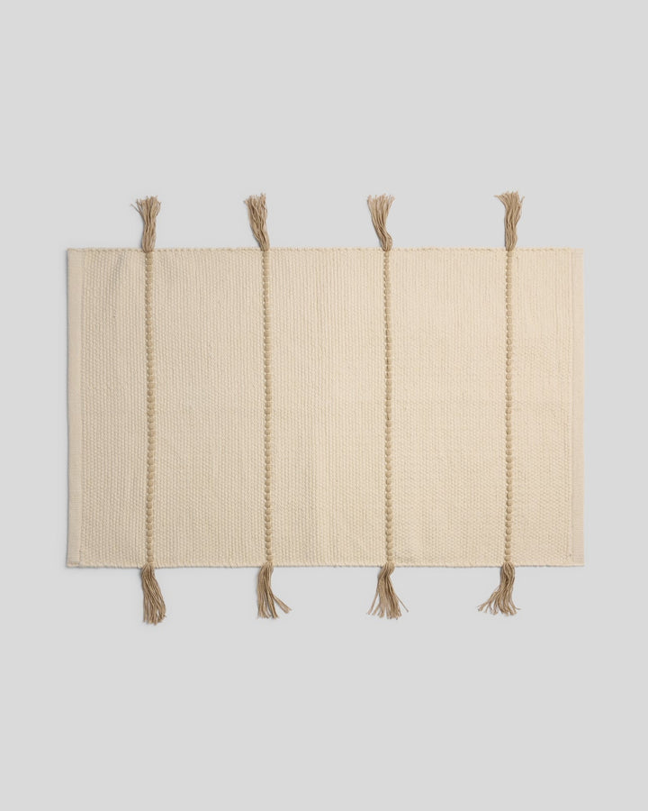 Organic Tassel Bath Rug (Natural and Toast)