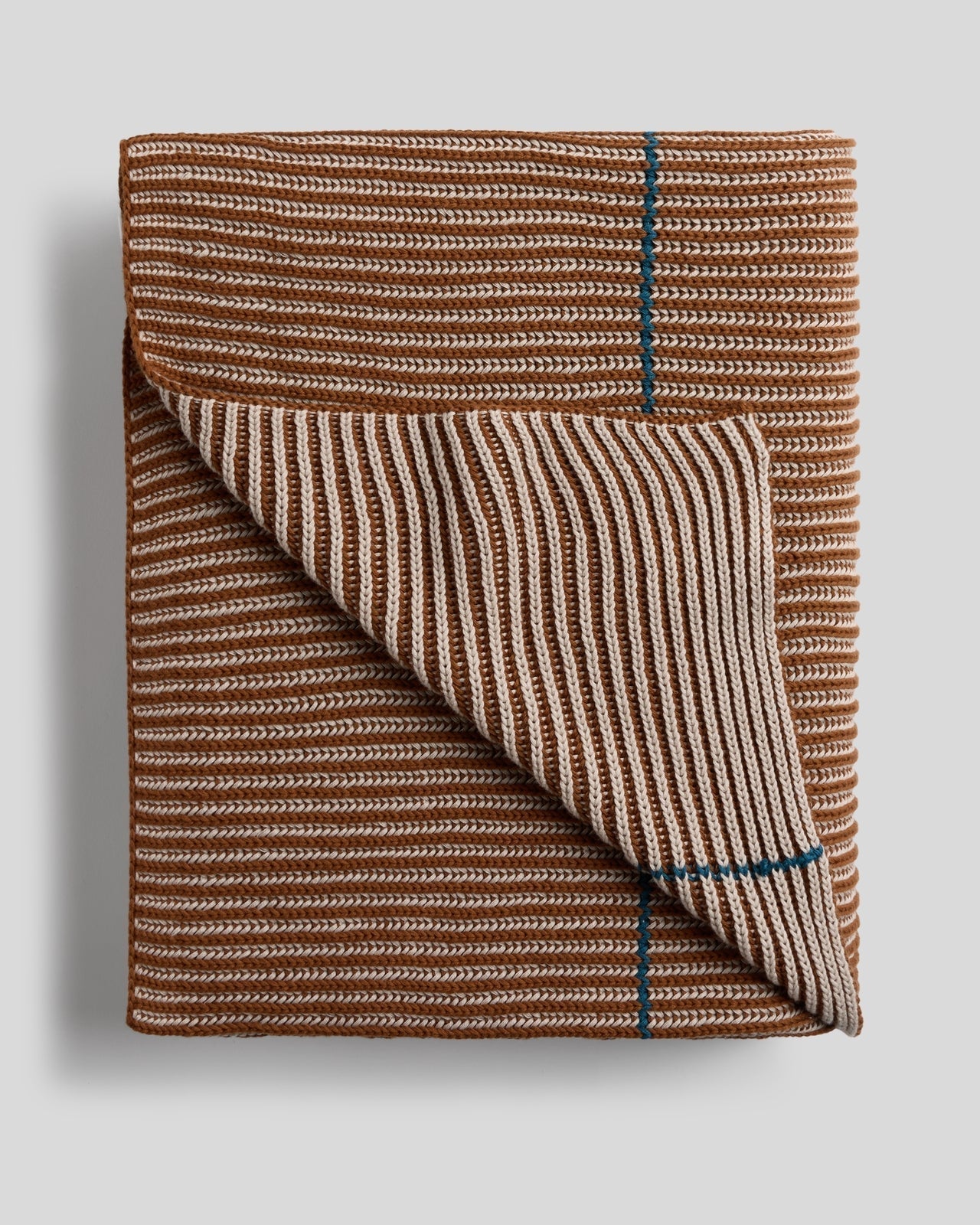 Organic Two Tone Rib Knit Throw - Thumbnail 2