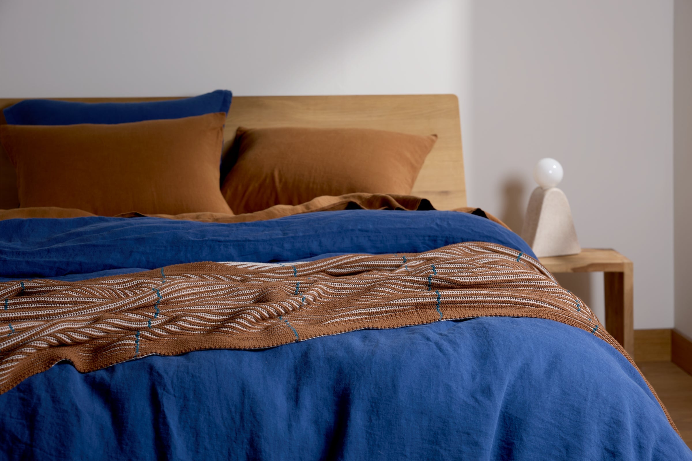 Organic Two Tone Rib Knit Throw - Thumbnail 5