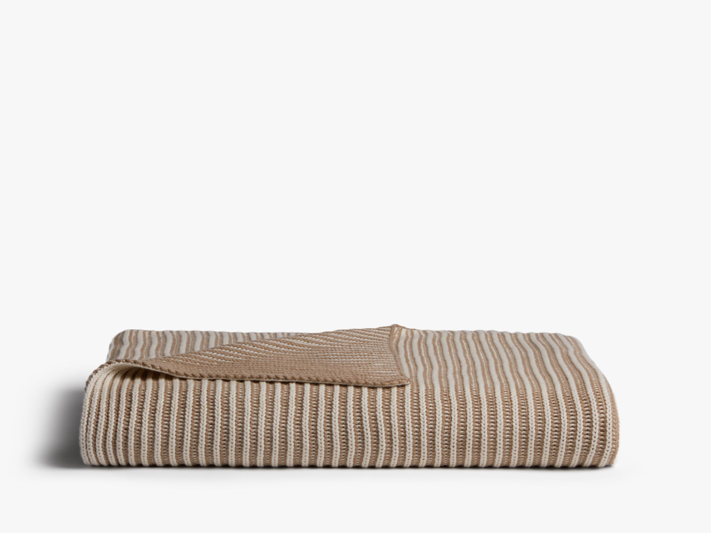Organic Two Tone Rib Knit Throw (Cream and Flax)
