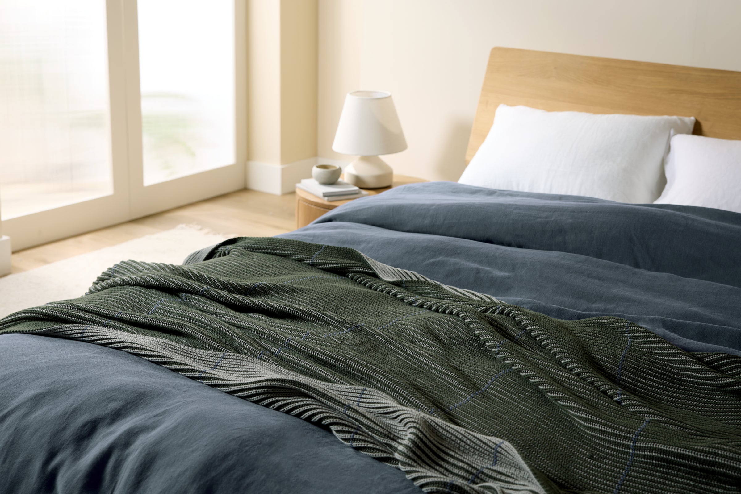 Organic Two Tone Rib Knit Throw - Thumbnail 3