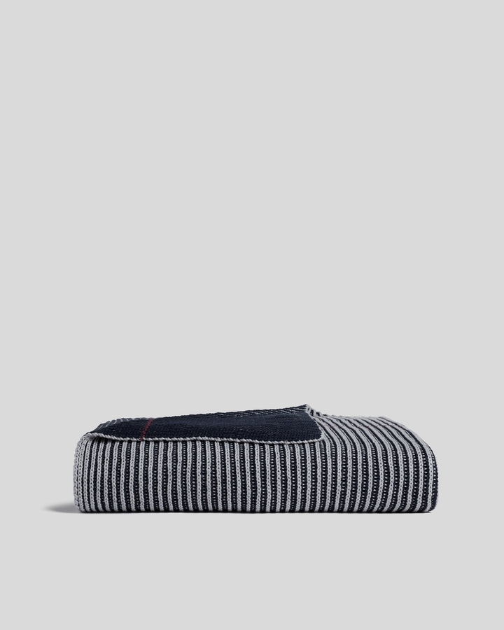 Organic Two Tone Rib Knit Throw (Ink and Sky)
