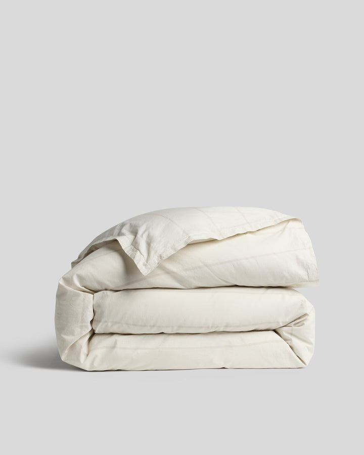 Percale Duvet Cover (Bone Stripe)