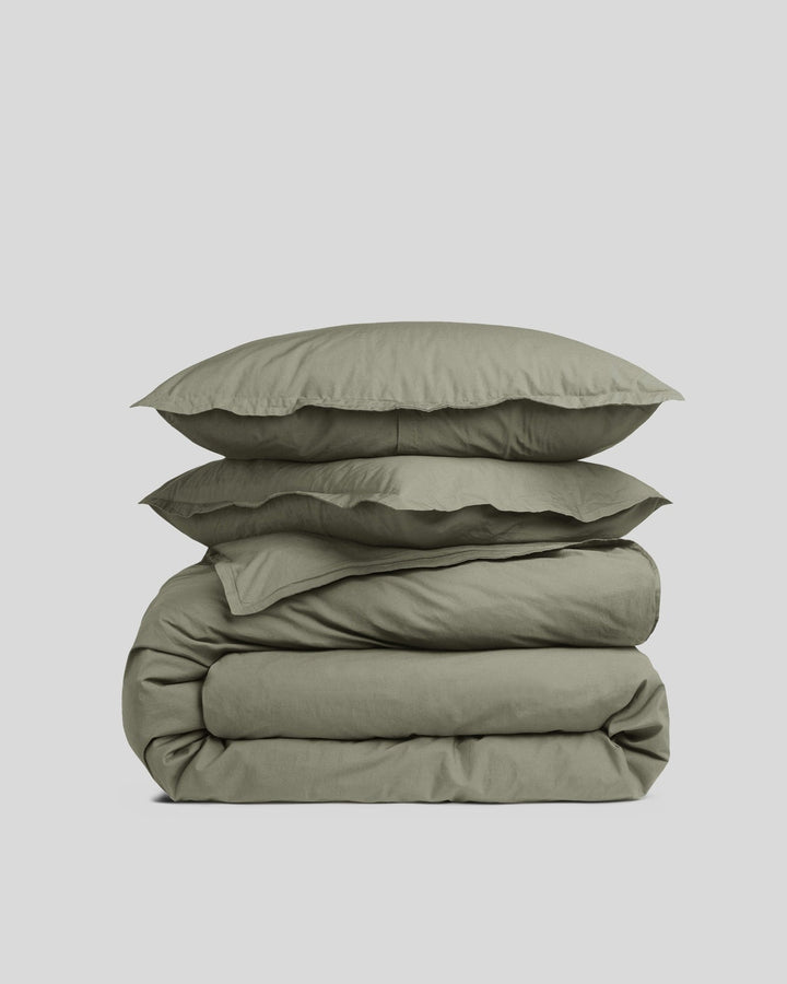 Percale Duvet Cover Set - Moss K/CK