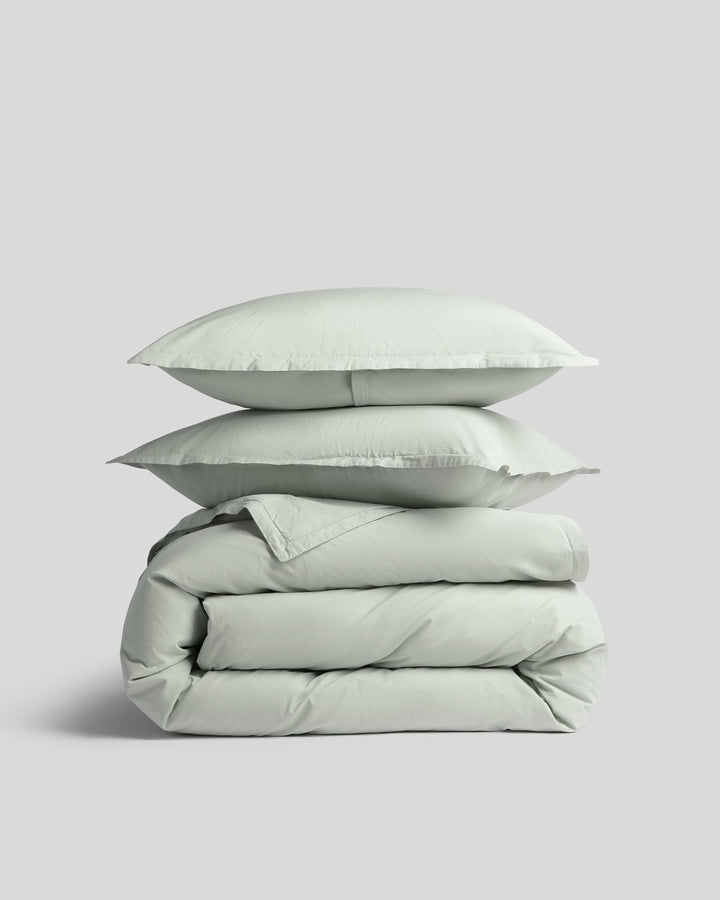 Percale Duvet Cover Set - Sage K/CK