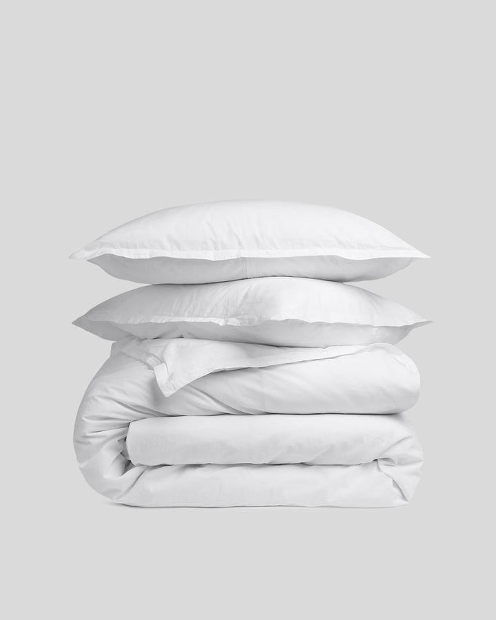 Percale Duvet Cover Set - White F/Q