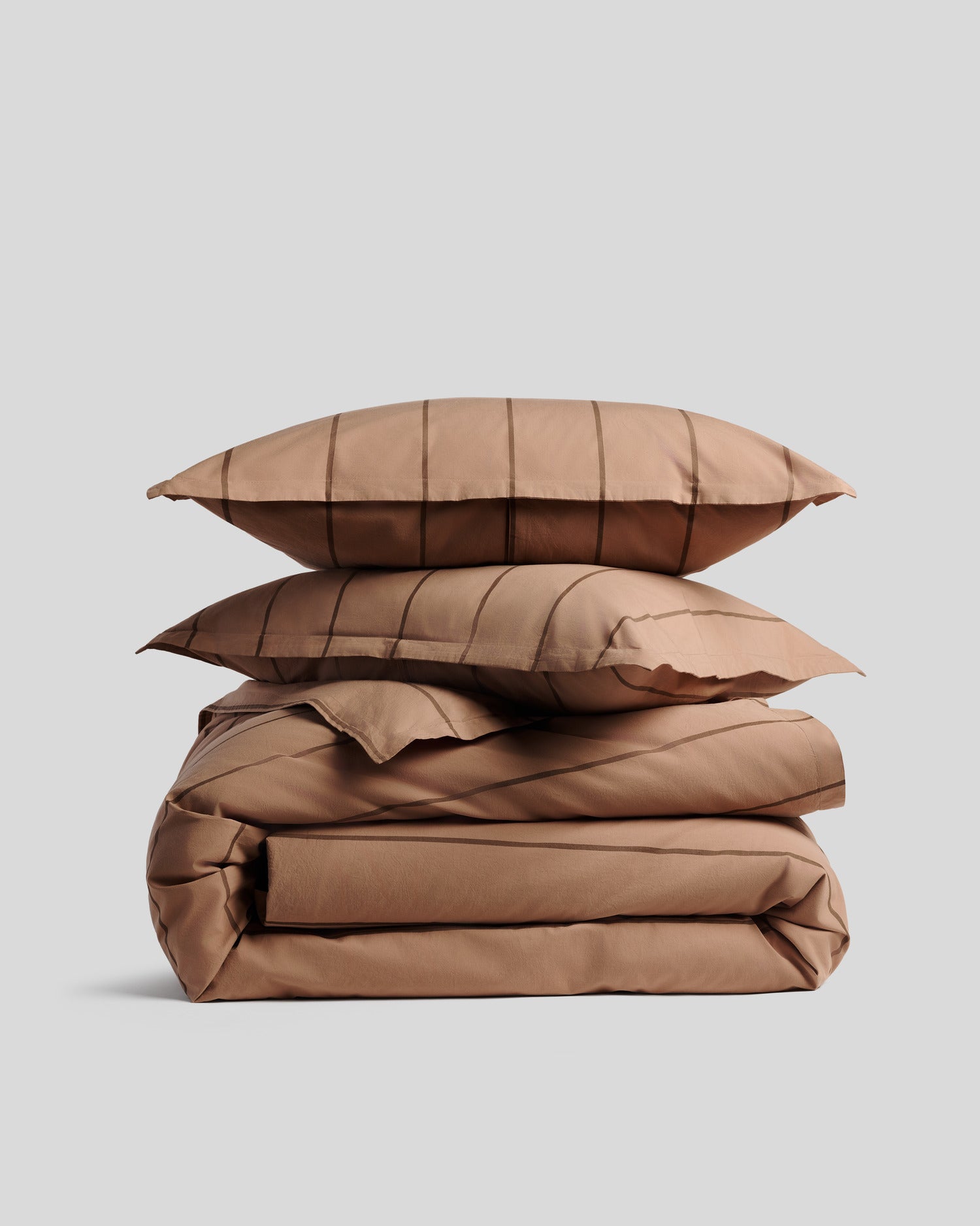 Percale Duvet Cover Set - Adobe Stripe F/Q