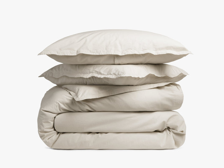 Percale Duvet Cover Set - Bone K/CK