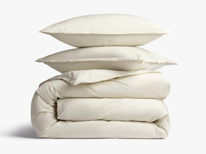 Percale Duvet Cover Set - Butter K/CK