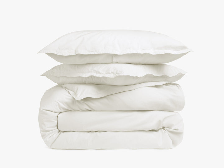 Percale Duvet Cover Set - Cream F/Q