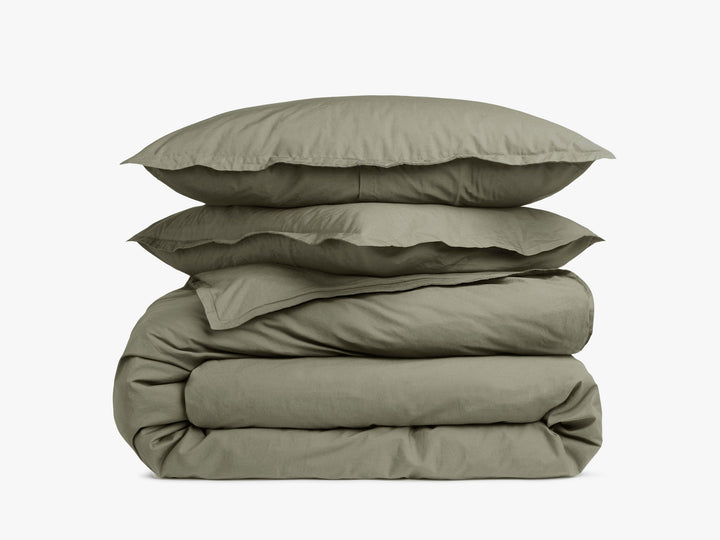 Percale Duvet Cover Set - Moss K/CK