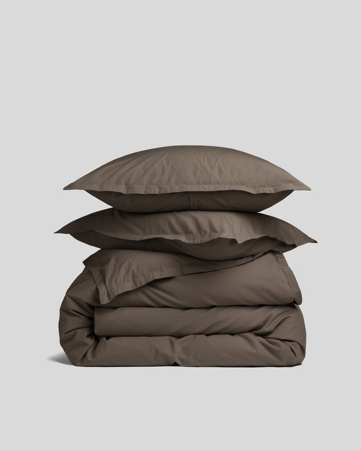 Percale Duvet Cover Set - Warm Grey K/CK