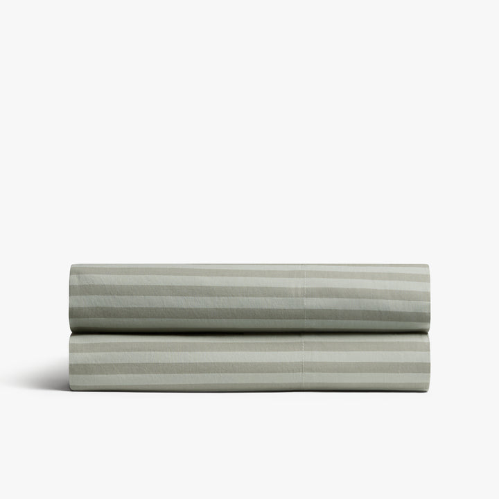 Percale Fitted Sheet (Moss Stripe)