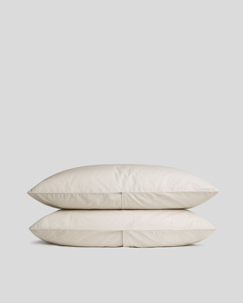 Percale Pillowcase Set - Bone, Standard, Side Envelope