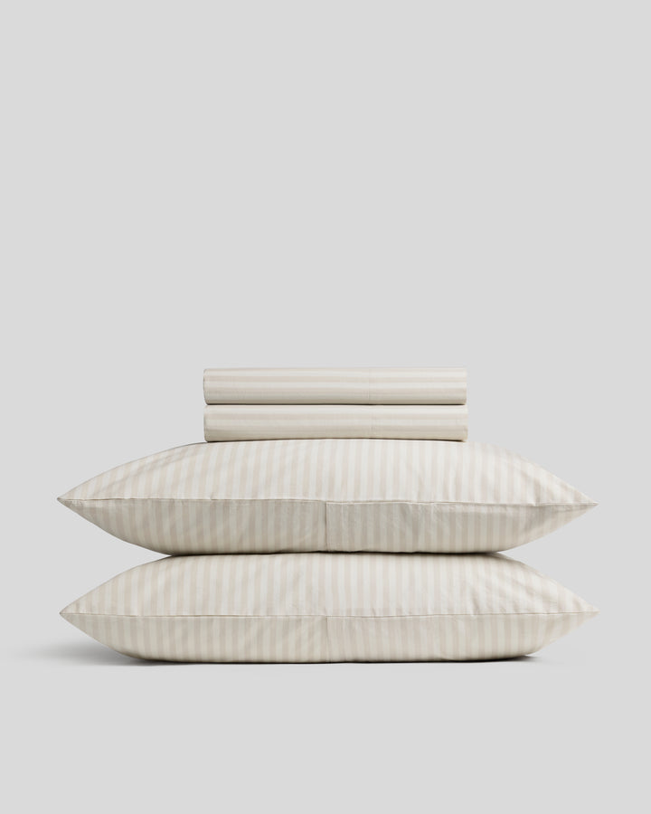 Percale Sheet Set - Bone Stripe K/CK