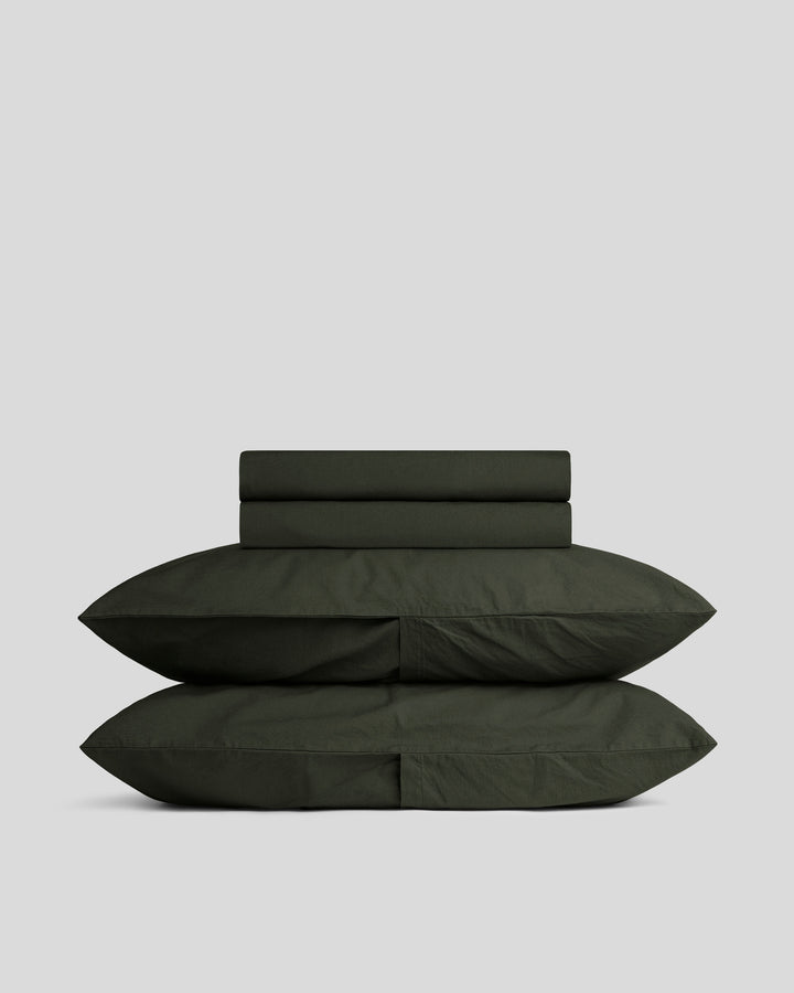 Percale Sheet Set - Evergreen F/Q